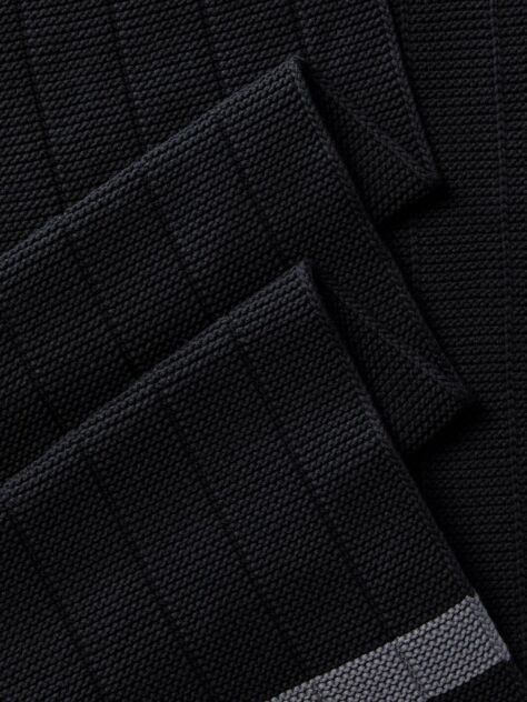 Black Textured Knit Monogram Patch Tipped Scarf  Men