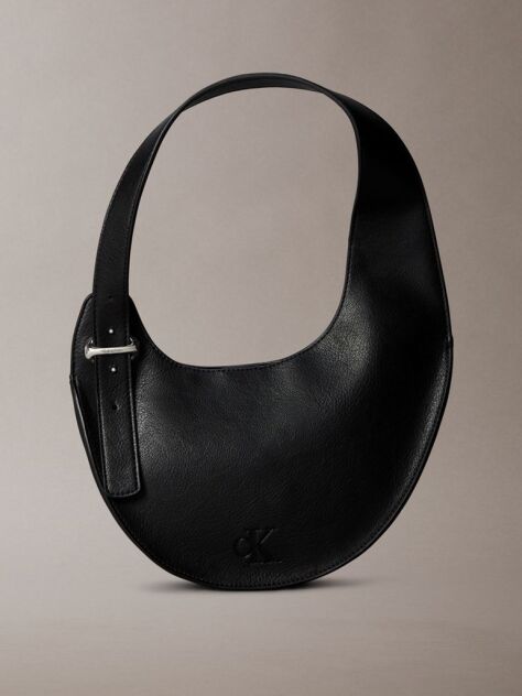 Negru Geanta de Umar Semiluna Asimetrica  Femei