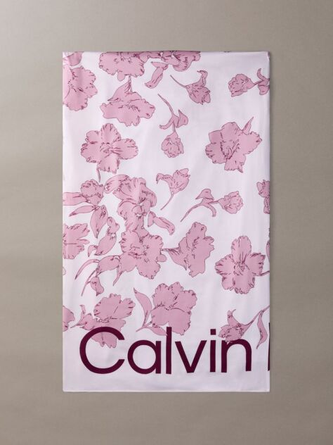 Roz Fular Patrat Cu Logo Si Model Floral  Femei