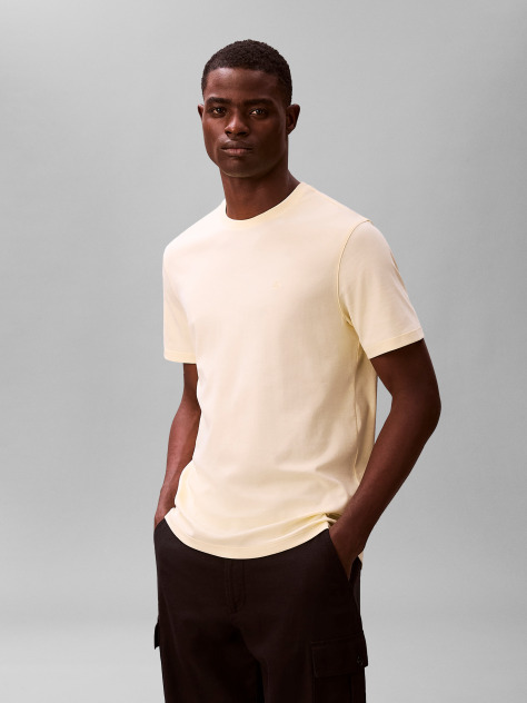 Galben Tricou Din Bumbac Pima  Barbati