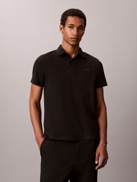 Negru Tricou Polo Slim Din Bumbac Cu Emblema  Barbati