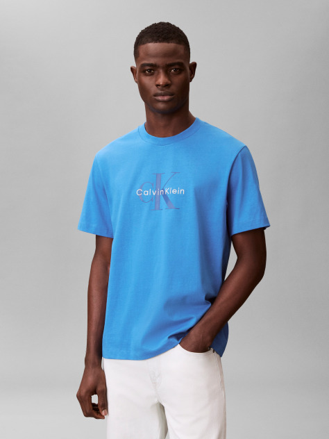 Albastru Tricou Cu Logo Monograma  Barbati