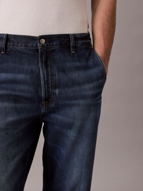 Denim Blugi Taper Stil Anii 90 Cropped  Barbati
