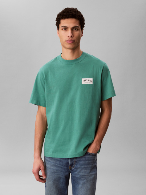 Verde Tricou Cu Emblema Varsity  Barbati