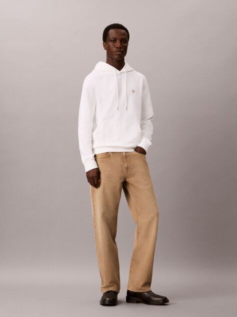 Alb Pantaloni Slim Din Material Tehnic  Barbati