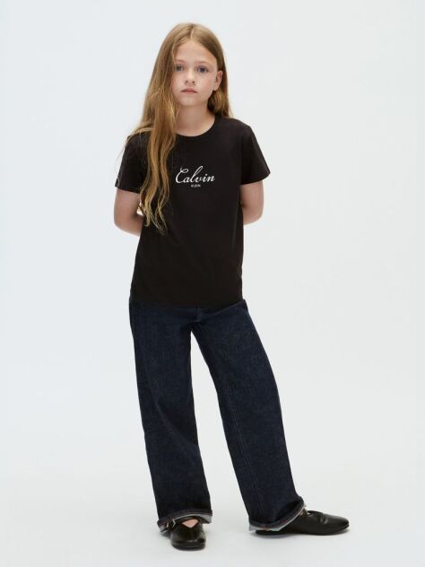 Negru Tricou Cu Logo In Stil Script  Fete