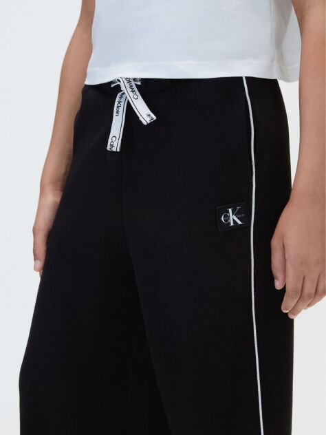 Negru Pantaloni Jogger Din Tricot Interlock Cu Paspoal Contrastant  Fete