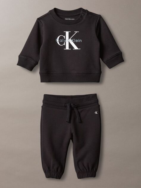 Negru Set Monologo Din Bluza De Trening Si Pantaloni Jogger  Nou-nascuti