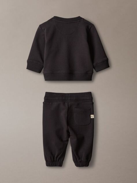 Negru Set Monologo Din Bluza De Trening Si Pantaloni Jogger  Nou-nascuti