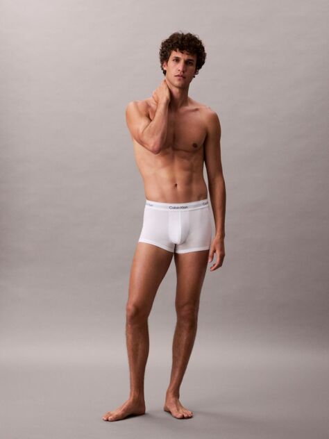 Alb Set 3 Boxeri Cu Talie Joasa – Icon Cotton Stretch  Barbati