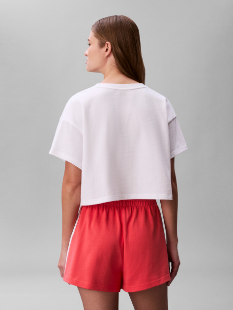 Alb Tricou De Plaja Cropped  Femei