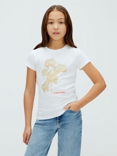 Alb Tricou Slim Cu Imprimeu Floral  Fete