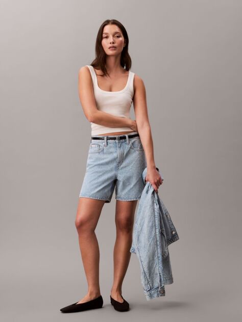 Denim Pantaloni Scurti Din Denim Needle-Punch  Femei