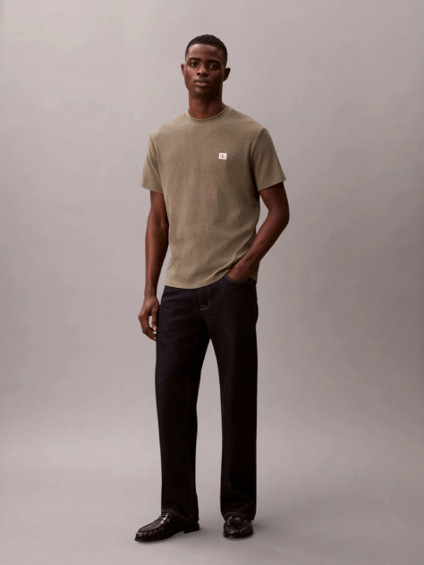 Verde Tricou Clasic Din Material Waffle  Barbati