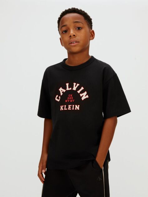 Negru Tricou Relaxat Cu Logo Varsity  Baieti