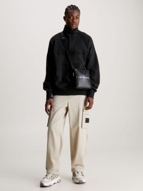Negru Geanta Reporter Crossbody Cu Logo  Barbati