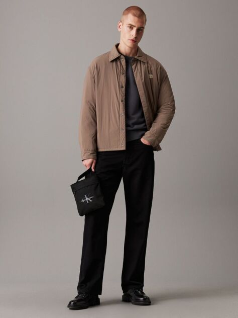 Negru Geanta Crossbody Subtire Cu Logo  Barbati