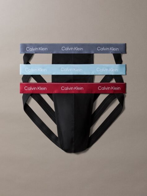 Negru Set 3 Perechi Jock Straps - Icon Cotton Stretch  Barbati
