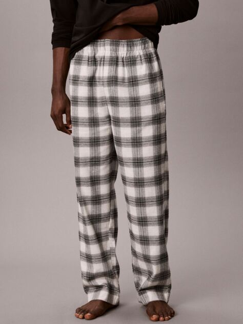 Negru Set Pijama Din Flanela  Barbati