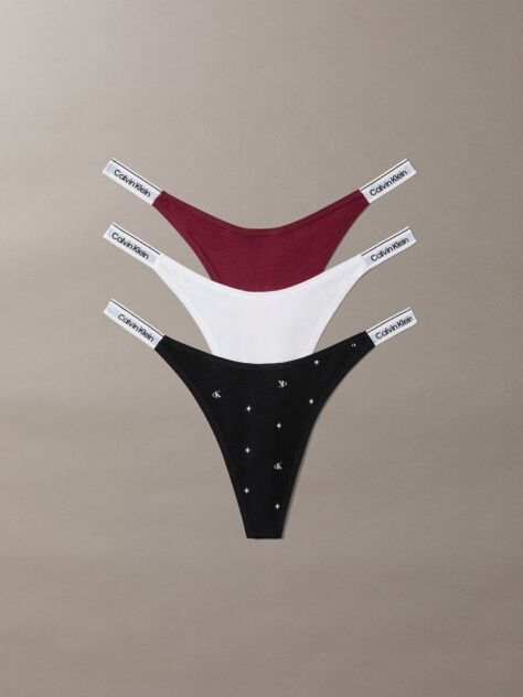 Multi Set De 3 Perechi De Chiloti Tanga Cu Talie In V - Icon Logo  Femei