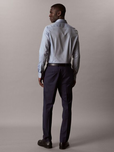 Blue Men's Slim Fit Non-Iron Stretch Shirt  Men