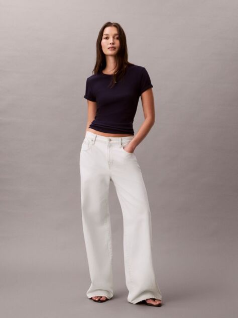 Mov Tricou Slim Din Waffle Cu Maneca Scurta Si Aplicatie Monogram  Femei