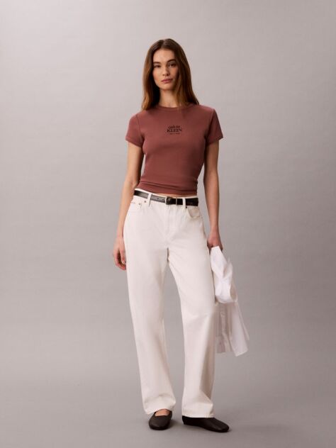 Maro Tricou Slim Din Bumbac Ribat Cu Logo  Femei