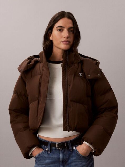 Brown 2-in-1 Convertible Down Puffer Jacket  Women
