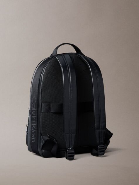 Negru Rucsac Rotund Cu Bareta Si Logo  Barbati