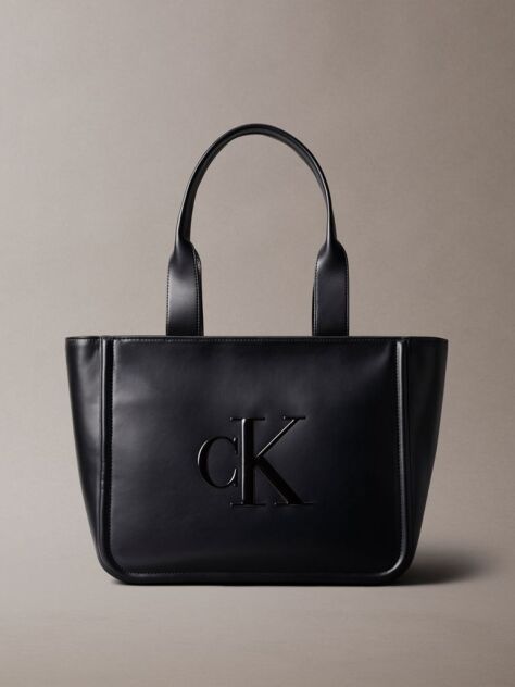 Negru Geanta Tote Cu Logo Monogram Embosat  Femei