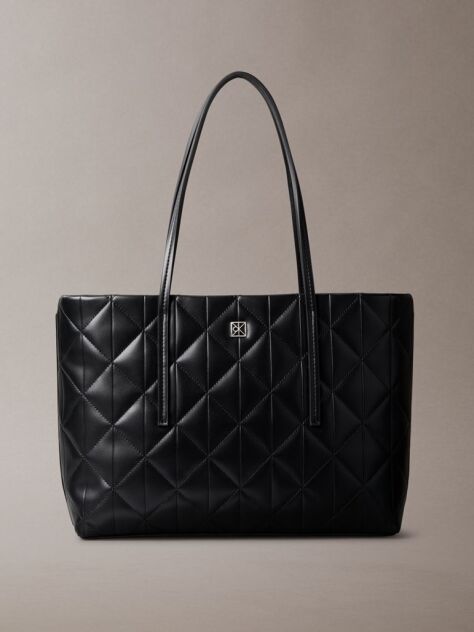 Negru Geanta Tote Mica Matlasata Cu Logo-Emblema  Femei