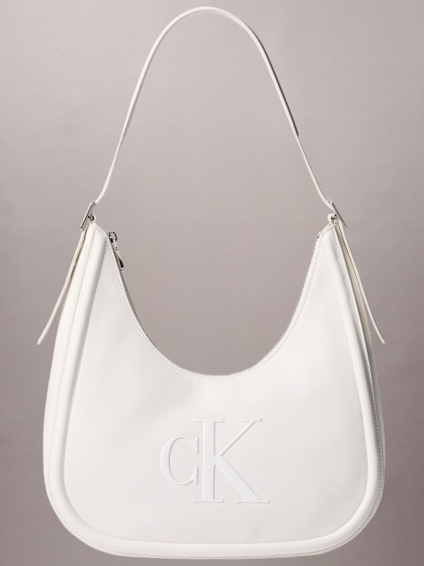 White Soft Touch Crescent Logo Hobo Bag  Women