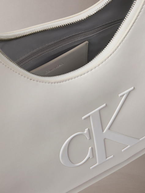 White Soft Touch Crescent Logo Hobo Bag  Women