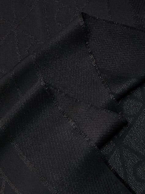 Negru Fular Cu Logo-Emblema Allover Si Aspect Stralucitor  Femei