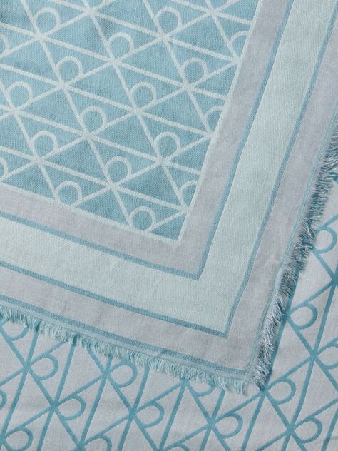 Albastru Esarfa Patrata Din Modal Jacquard Cu Emblema  Femei