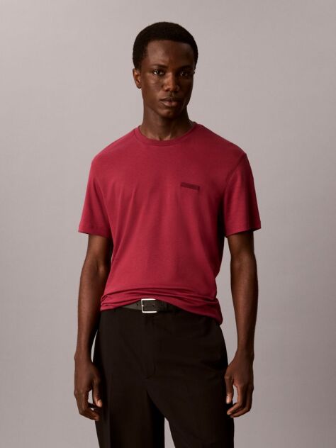 Rosu Tricou Slim Din Bumbac Cu Emblema  Barbati