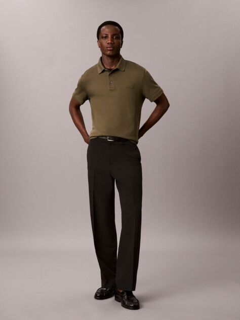 Verde Tricou Polo Slim Din Bumbac Cu Emblema  Barbati