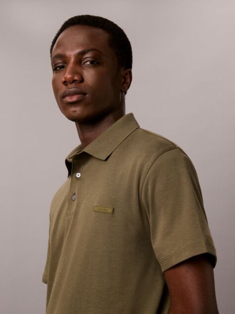 Verde Tricou Polo Slim Din Bumbac Cu Emblema  Barbati