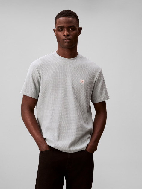 Gri Tricou Clasic Din Material Waffle  Barbati
