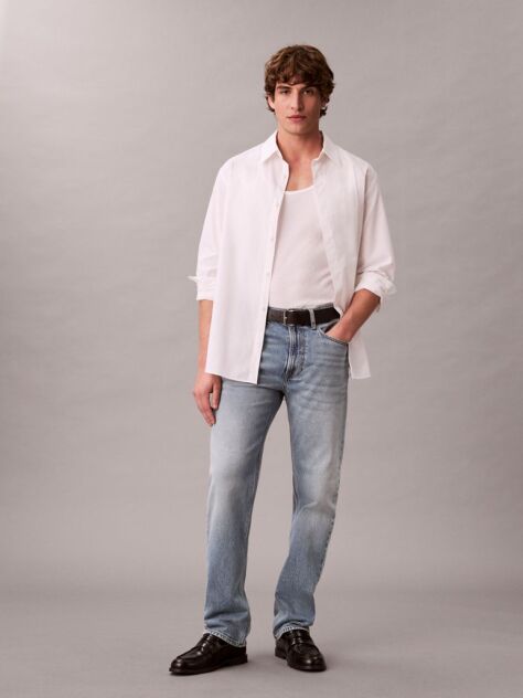 Denim Jeans Cu Croiala Dreapta Standard  Barbati