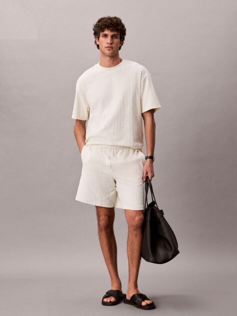 Beige Emblem Logo Towelling T-shirt  Men