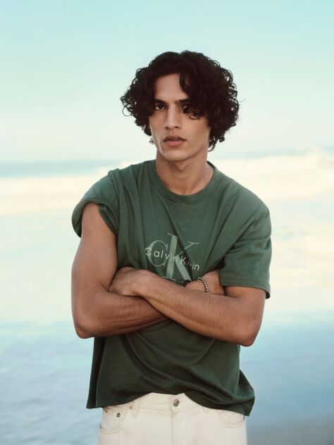Green Washed Cotton Monogram T-shirt  Men