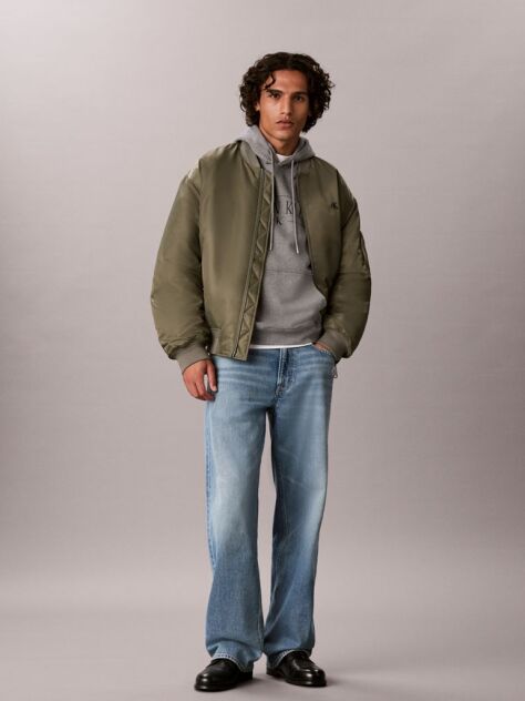 Gri Hanorac Din Bumbac Fleece Cu Logo Varsity  Barbati
