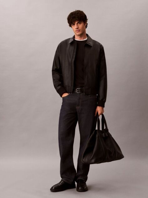Negru Geaca Bomber Cu Monograma Embosata In Relief  Barbati
