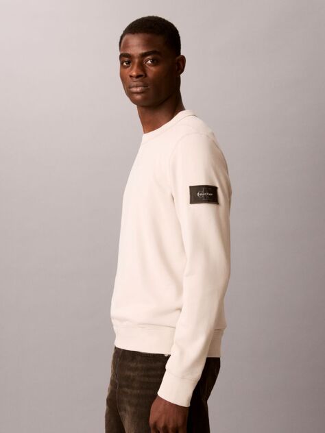 Bej Bluza De Trening Din Bumbac Terry Cu Ecuson Monologo  Barbati