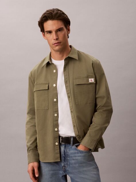Green Comfort Cotton Utility Overshirt  Men