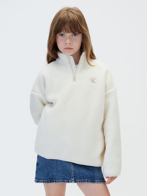 Bej Bluza De Trening Teddy Cu Fermoar Scurt Pentru Copii  Fete