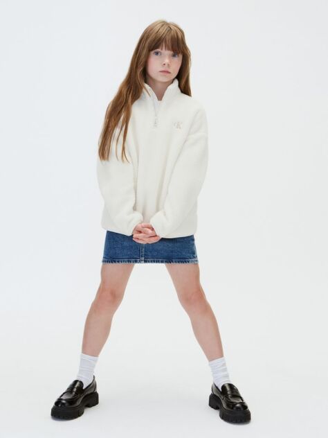 Bej Bluza De Trening Teddy Cu Fermoar Scurt Pentru Copii  Fete