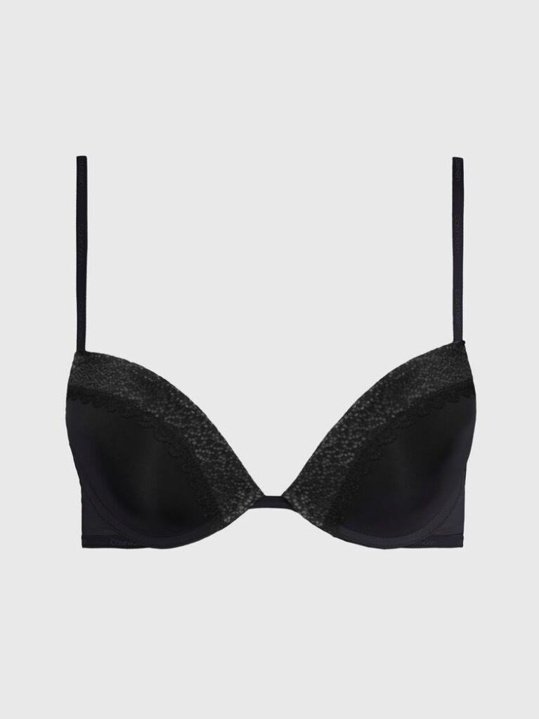 Negru Sutien Cu Decolteu Adanc Push-Up - Flirty  Femei