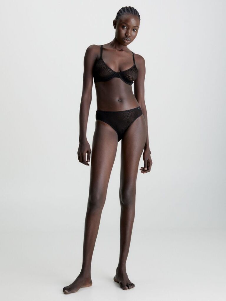 Negru Chiloti Stil Bikini - Sheer Marquisette  Femei